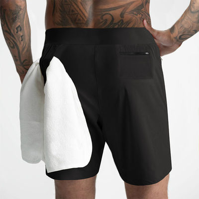 2 In 1 Athletic Training Workout Men Gym Shorts Polyester Double Layer Quick Dry
